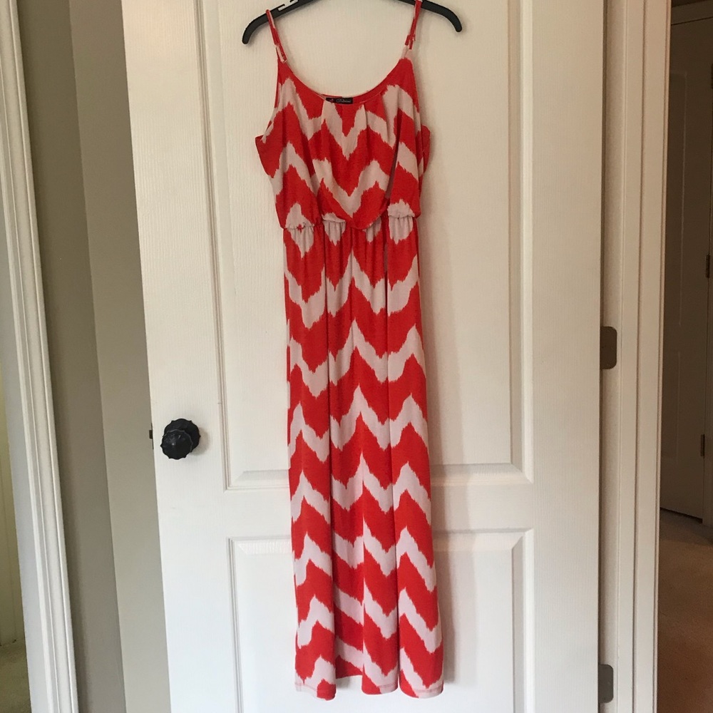 Delirious Los Angeles orange & white maxi dress